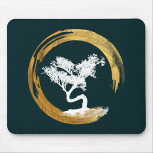 Bonsaiträd. Zen Enso Circl. Feng Shui Calligraphy Musmatta
