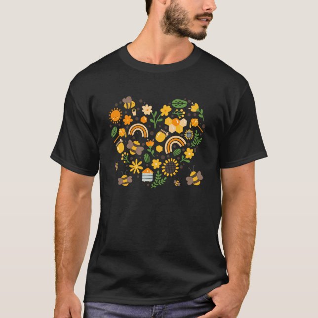 Bönsdisposition för kvinnor med blommor, hjärta oc t shirt (Framsida)