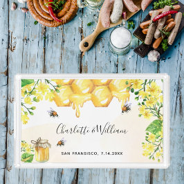 Bönshonung gult blommigt bröllop bricka