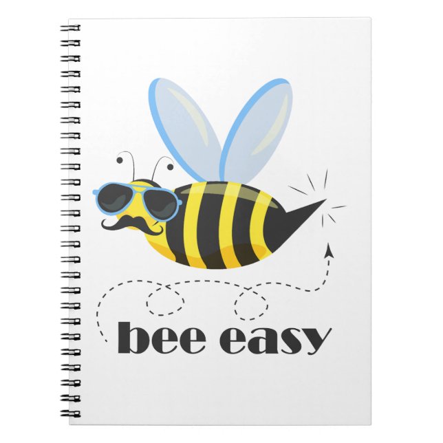 Bönskaraktär med mustasslor Bee Easy Anteckningsbok (Framsidan)