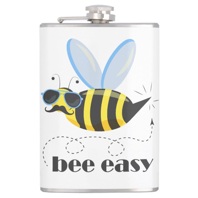 Bönskaraktär med mustasslor Bee Easy Fickplunta (Framsidan)