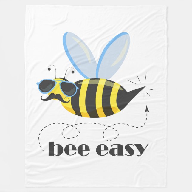 Bönskaraktär med mustasslor Bee Easy Fleecefilt (Framsidan)