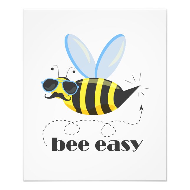 Bönskaraktär med mustasslor Bee Easy Fototryck (Framsidan)
