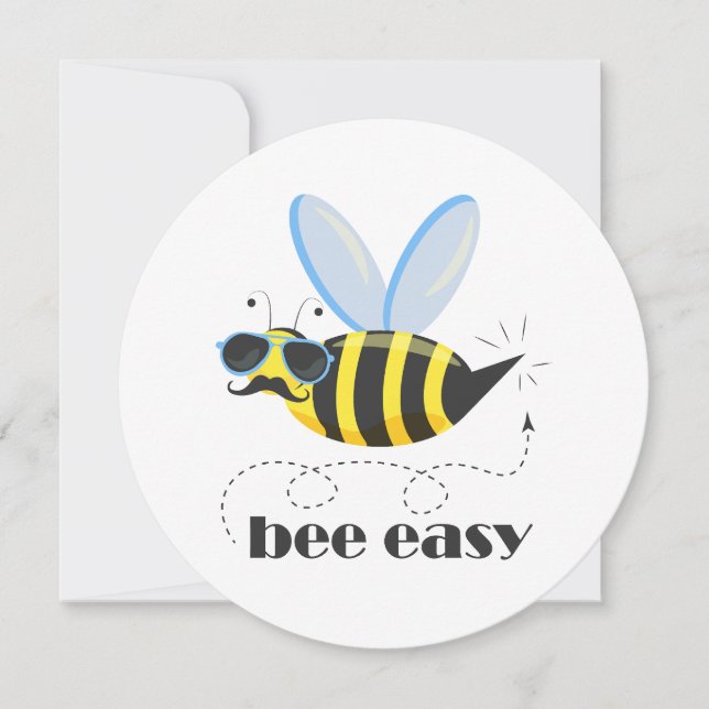 Bönskaraktär med mustasslor Bee Easy Inbjudningar (Framsida)
