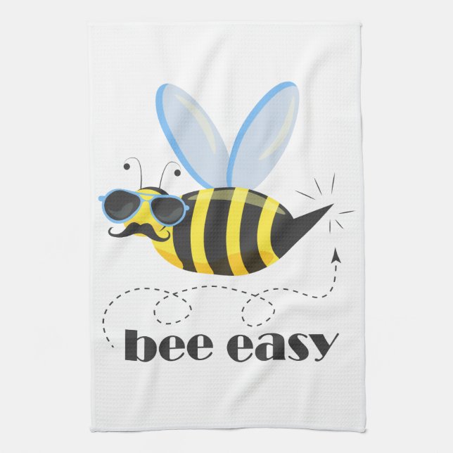 Bönskaraktär med mustasslor Bee Easy Kökshandduk (Vertikal)