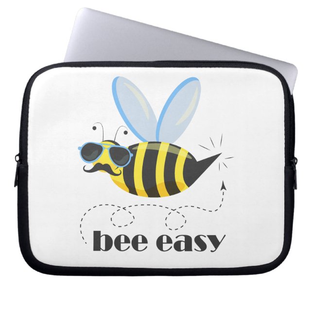 Bönskaraktär med mustasslor Bee Easy Laptop Fodral (Framsidan)