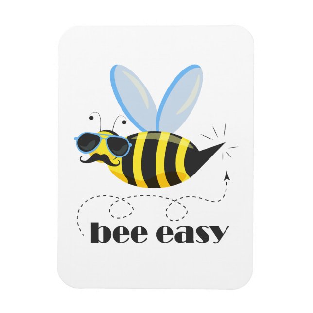 Bönskaraktär med mustasslor Bee Easy Magnet (Vertikal)