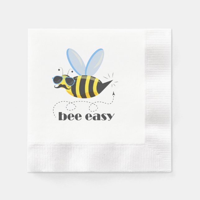 Bönskaraktär med mustasslor Bee Easy Pappersservett (Framsidan)