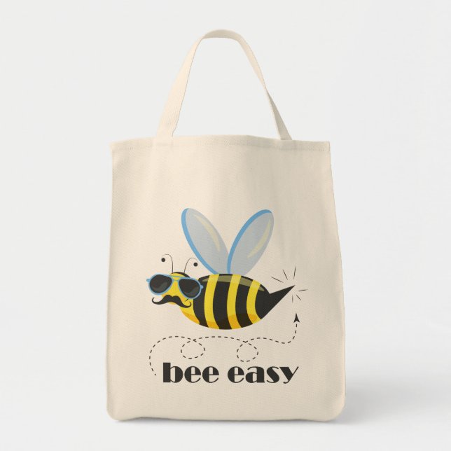 Bönskaraktär med mustasslor Bee Easy Tygkasse (Framsidan)