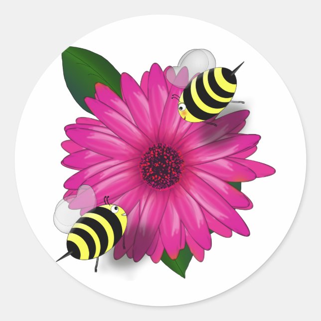 Bönsljud vid Rosa Flower Runt Klistermärke (Framsida)