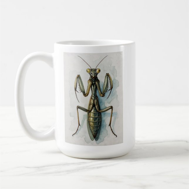 Bönsyrsa akvarellmålning insektskonst kaffemugg (Vänster)