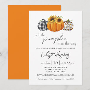 Bonumn Little Pumpkin Solros Rustic Baby Shower Inbjudningar