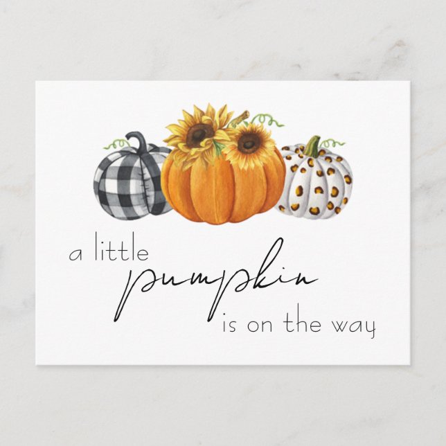 Bonumn Little Pumpkin Solros Rustic Baby Shower Vykort (Framsida)