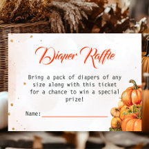 Bonumn Pumpkin Diaper Raffle Biljett Baby Shower