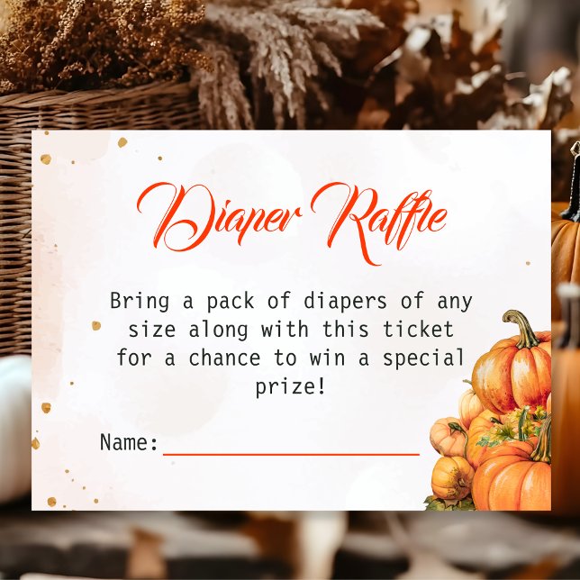 Bonumn Pumpkin Diaper Raffle Biljett Baby Shower Tilläggskort (Skapare uppladdad)
