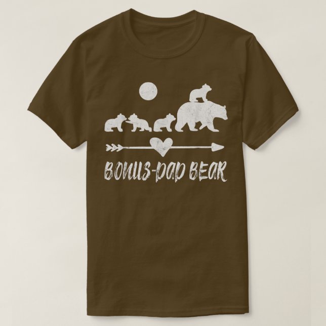 Bonus Dad Bear Shirt with Four Cute Bear Cubs Gift T Shirt (Design framsida)