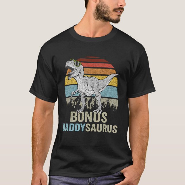 Bonus Daddysaurus Rex pappa Saurus Dino Stepdad Di T Shirt (Framsida)