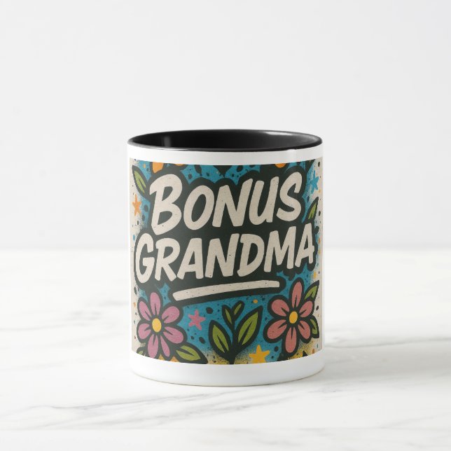 Bonus Grandma Mugg-Blommigt & Roligt Gift Mugg (Center)
