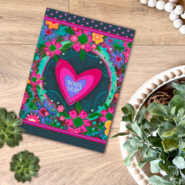 Bonus Mamma Blommigt Hearts Söt Unik Mor dag Kort (Skapare uppladdad)
