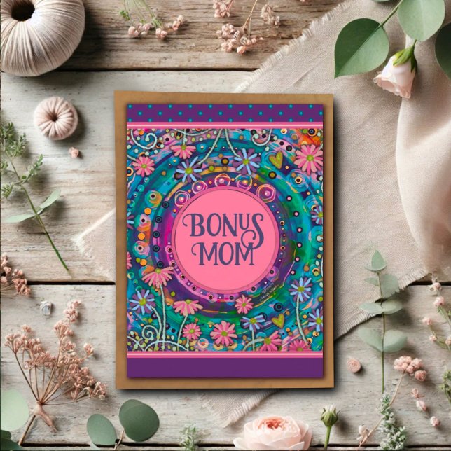 Bonus Mamma Blommigt Söt Unik Mor dag Kort (Skapare uppladdad)