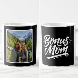Bonus Mamma Brush Script 1 Anpassad Foto Svart Vit Kaffemugg