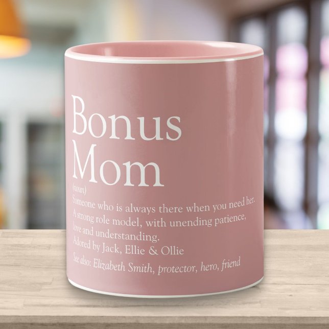 Bonus Mamma Definition Citat Dammigt Rosa Två-Tonad Mugg (Skapare uppladdad)