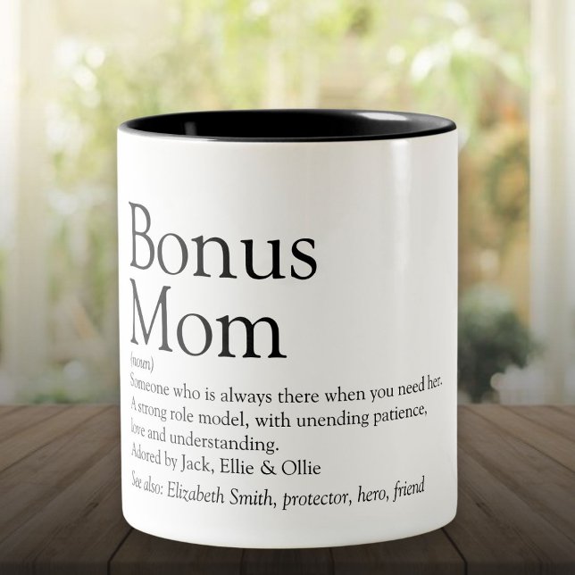 Bonus Mamma Definition Citat Roligt Modernt Två-Tonad Mugg (Bonus Mom Definition Quote Fun Modern Two-Tone Coffee Mug)