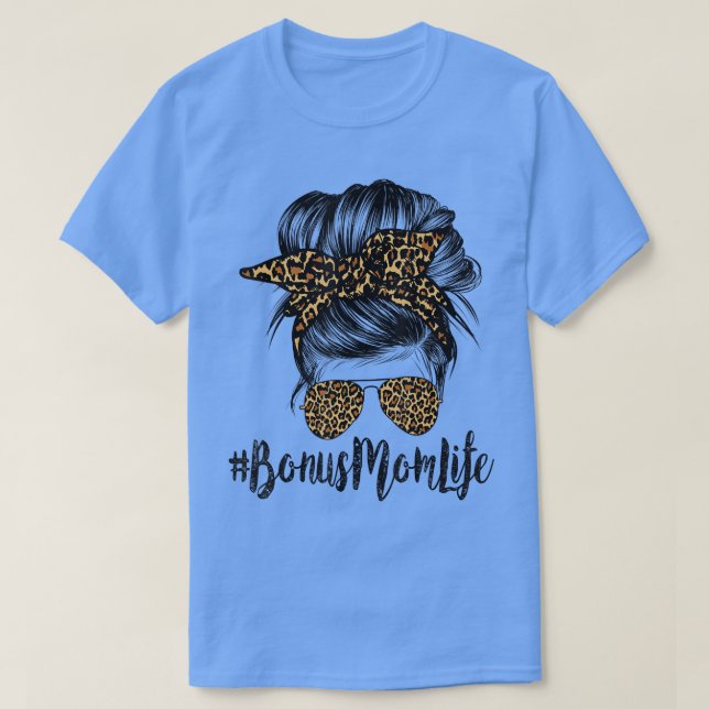 Bonus Mamma Life Hair Bandana Glasses Leopard Mor T Shirt (Design framsida)