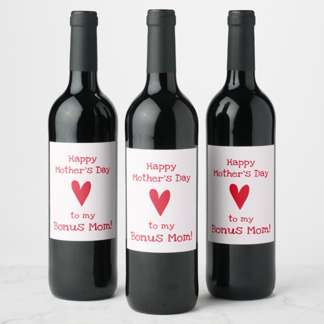 Bonus Mamma! Lycklig Mors dag Vin-etikett Vinflaska Etikett (Flaskor)