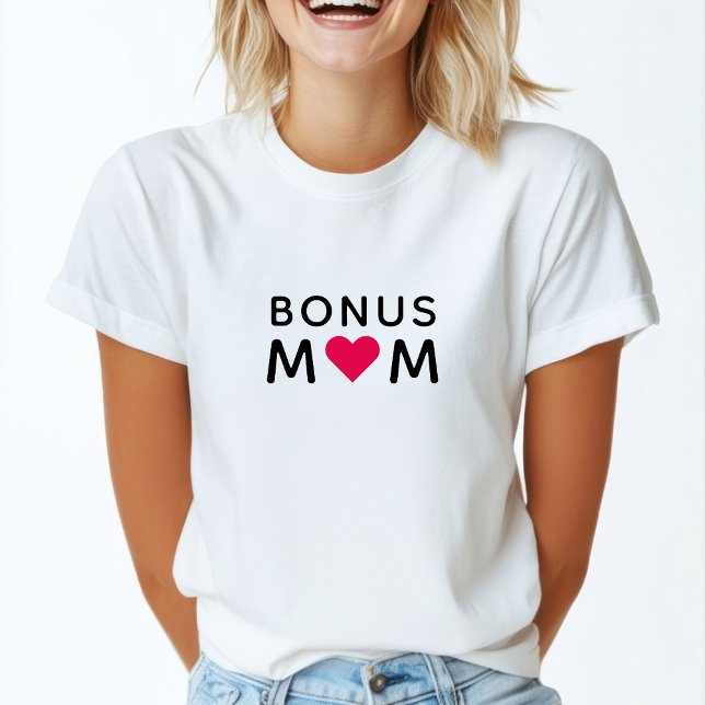 Bonus Mamma | Modern Rosa Heart Mors dag T Shirt (Skapare uppladdad)