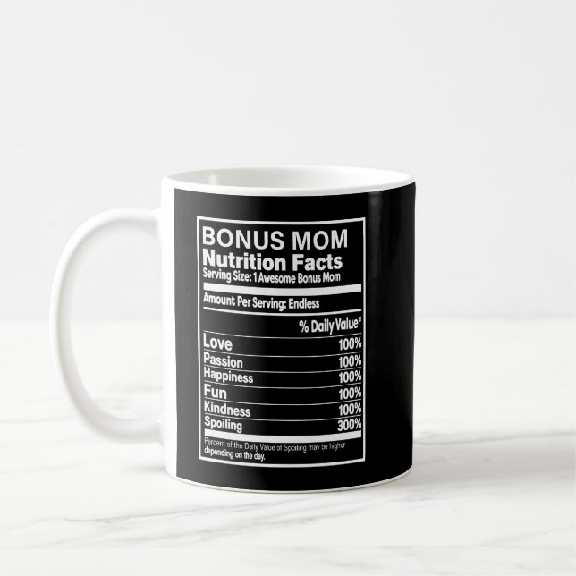 Bonus Mamma Nutrition Facts Anpassningsbar Kaffemugg (Vänster)