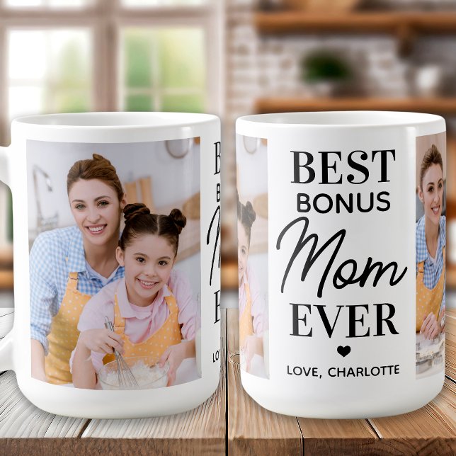 BONUS MAMMA Personlig 2 Photo Mors dag Kaffemugg (Skapare uppladdad)