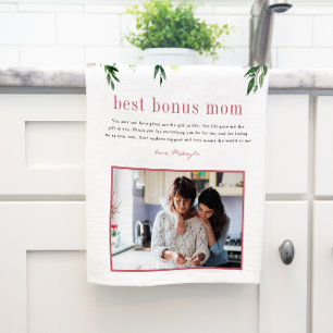 "Bonus Mamma" Steg Mamma Blommigt Photo Tea Towe Kökshandduk