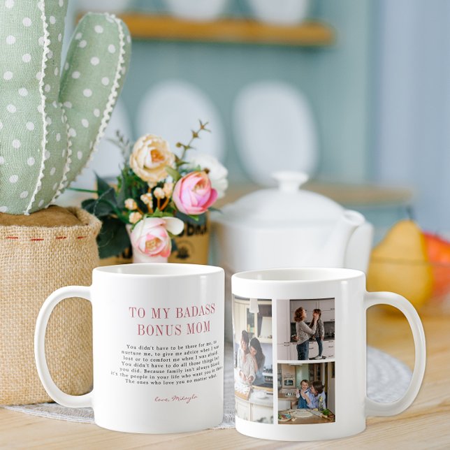 "Bonus Mamma" Steg Mamma | Tre fotokollage Kaffemugg (Skapare uppladdad)