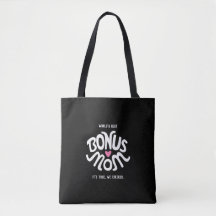 Bonus Mamma White & Rosa Design på Black Tote Bag