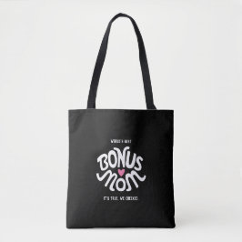 Bonus Mamma White & Rosa Design på Black Tote Bag Tygkasse