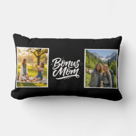 Bonus Mom Brush Script Two Photo Black and White Lumbarkudde