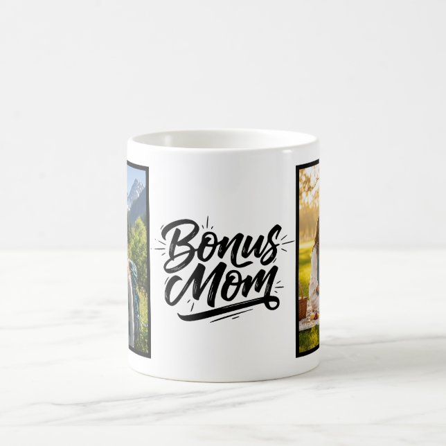 Bonus Mom Brush Script Two Photo Kaffemugg (Center)