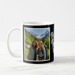 Bonus Mom Promoted Brush Script Two Photo Black Kaffemugg