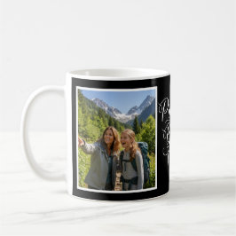 Bonus Mom Promoted Elegant Cursive Two Photo Black Kaffemugg