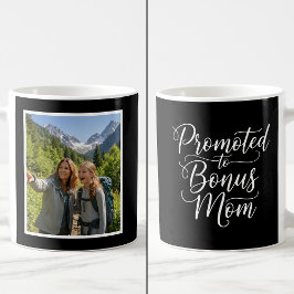 Bonus Mom Promoted Elegant Custom 1 Photo Black  Kaffemugg
