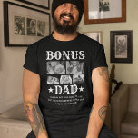 Bonus Pappa 5 Photo T-Shirt<br><div class="desc">Vintagens styvfar t-shirt med den moderna titeln "bonus pappa",  fem bilder av dina barn,  två stjärnor och det söta ordspråket "du kanske inte har gett oss livet,  men du har definitivt gjort vårt liv så mycket bättre!"</div>