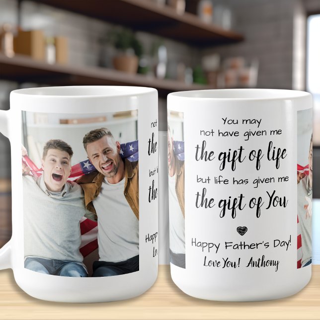 BONUS PAPPA Dikt Anpassningsbar 2 Photo Fars dag Kaffemugg (Skapare uppladdad)