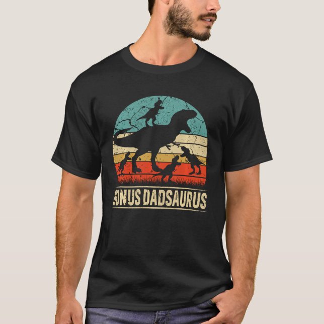 Bonus Pappa Dinosaur T Rex Bonus Dadsaurus 4 Kids  T Shirt (Framsida)