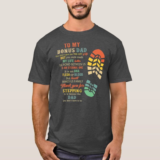 Bonus Pappa Fars dag Gift från Stepdad för T Shirt (Framsida)