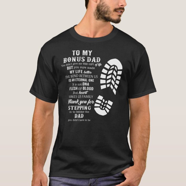 Bonus Pappa Fars dag Gift från Stepdad för T Shirt (Framsida)