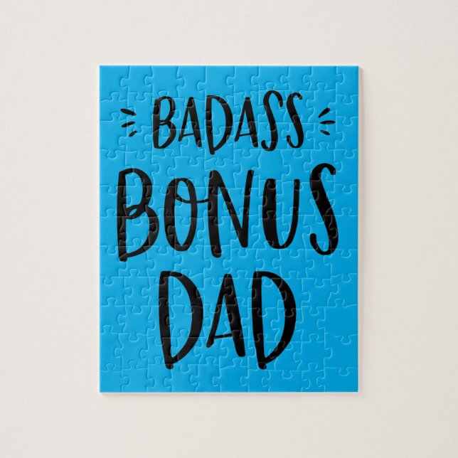 Bonus Pappa Roligt Stepdad Fars dag Stepfather Blu Pussel (Vertikal)