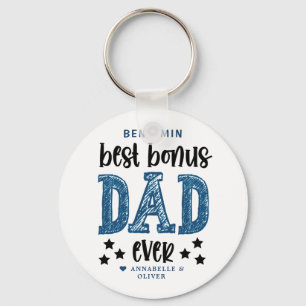 "Bonus Pappa" Steg Pappa typografi Nyckelring