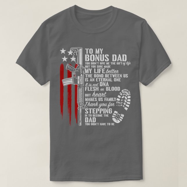 Bonus Pappa Step Pappa Proud Pappa Gun  T Shirt (Design framsida)