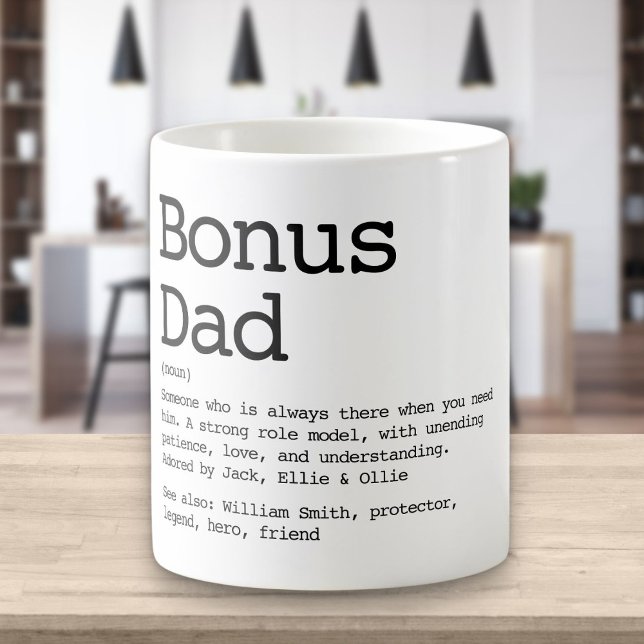 Bonus Pappa Stepdad definition Black and White Kaffemugg (Skapare uppladdad)